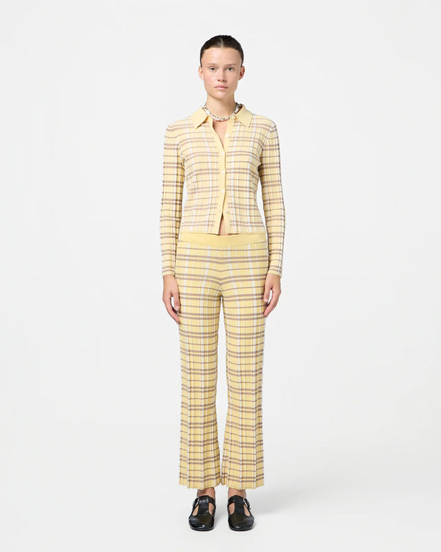 Guest in Residence Plaid Flare Pant in Butter Yellow 