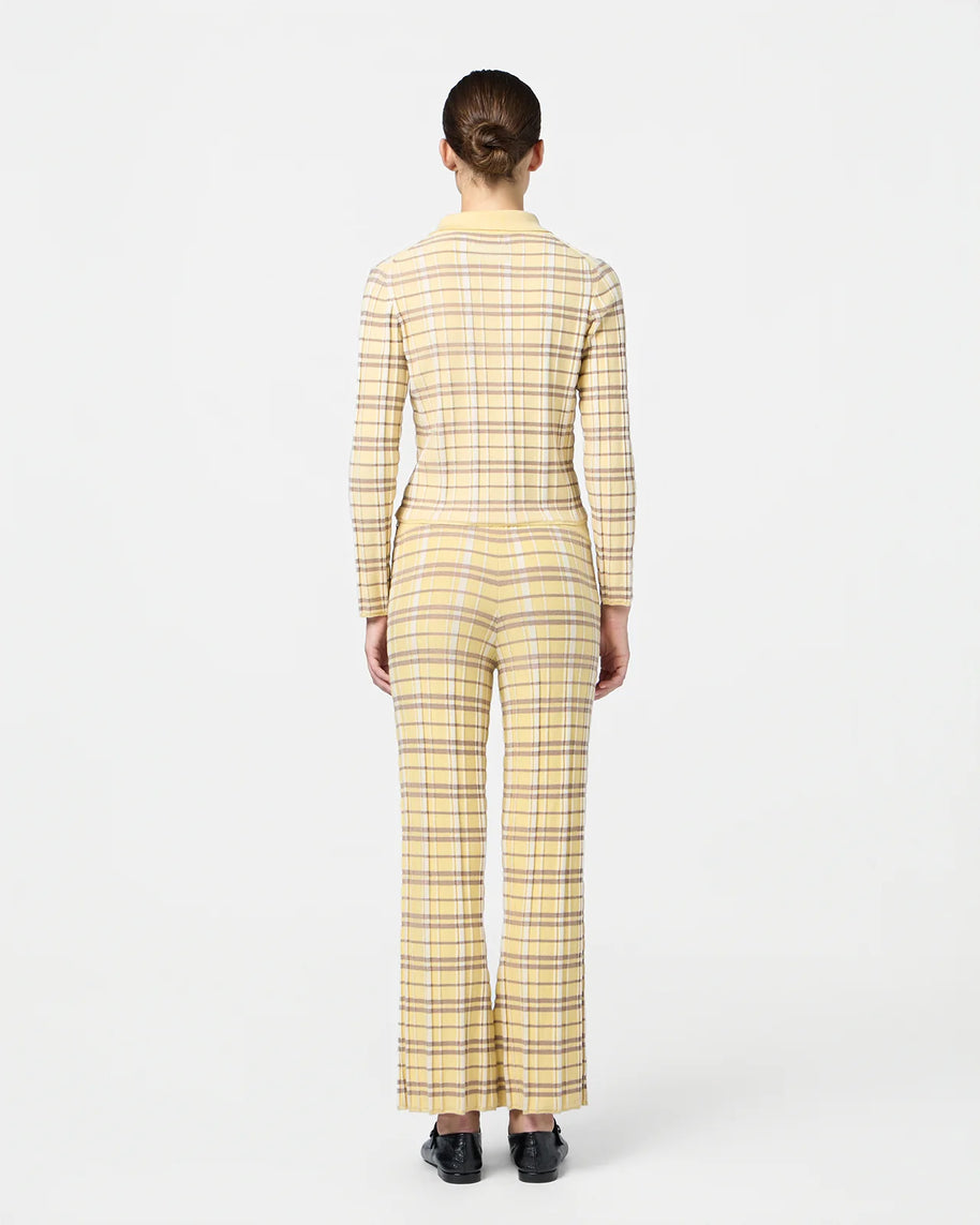 Guest in Residence Plaid Flare Pant in Butter Yellow 