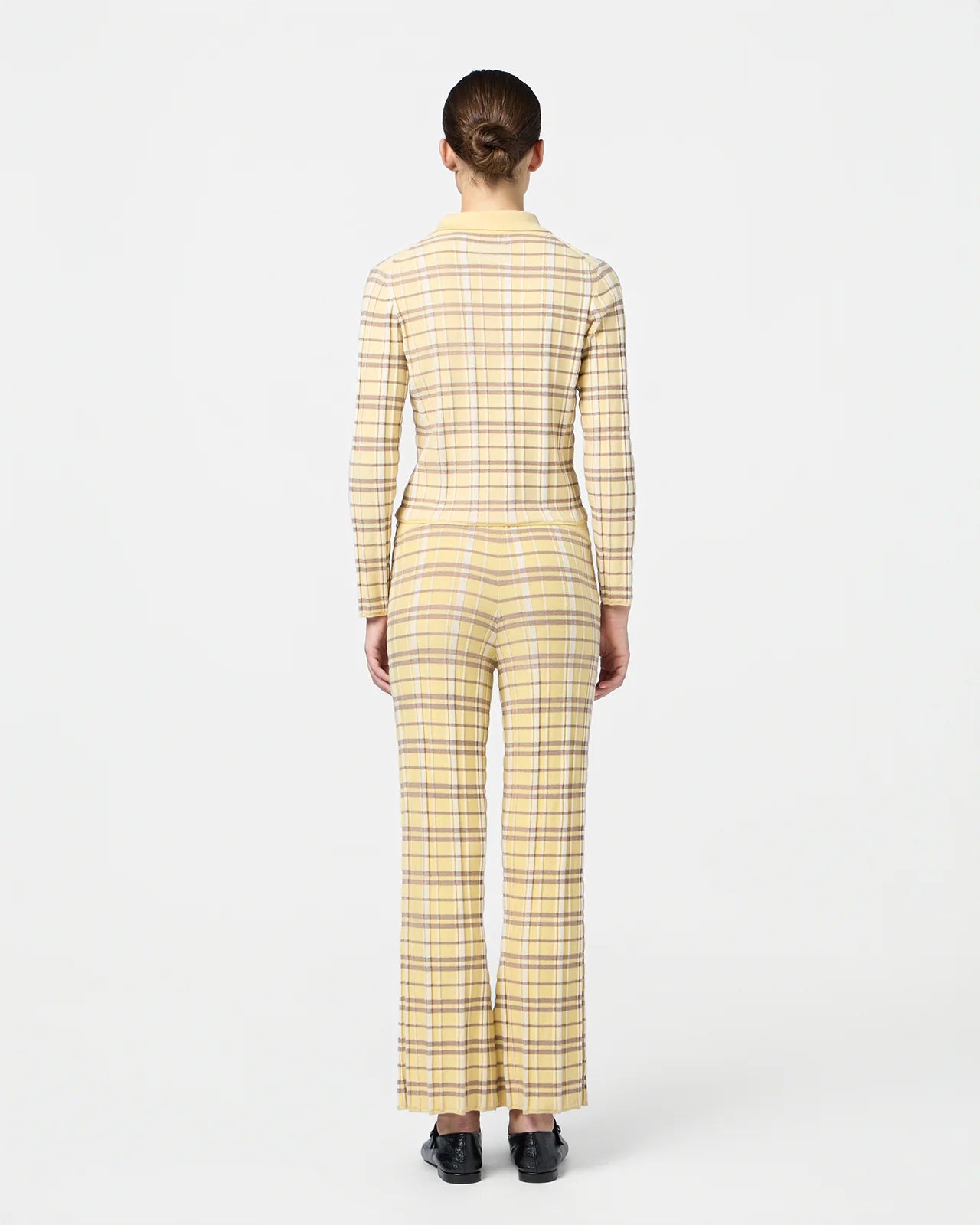 Guest in Residence Plaid Flare Pant in Butter Yellow 