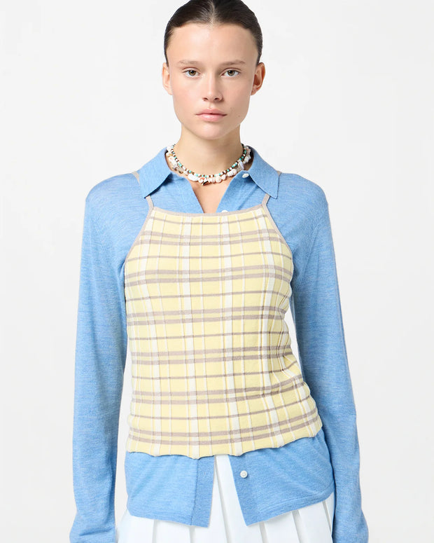 Guest in Residence Plaid Tank Top in Butter Yellow