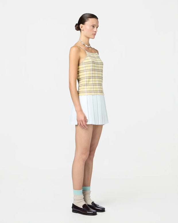 Guest in Residence Plaid Tank Top in Butter Yellow