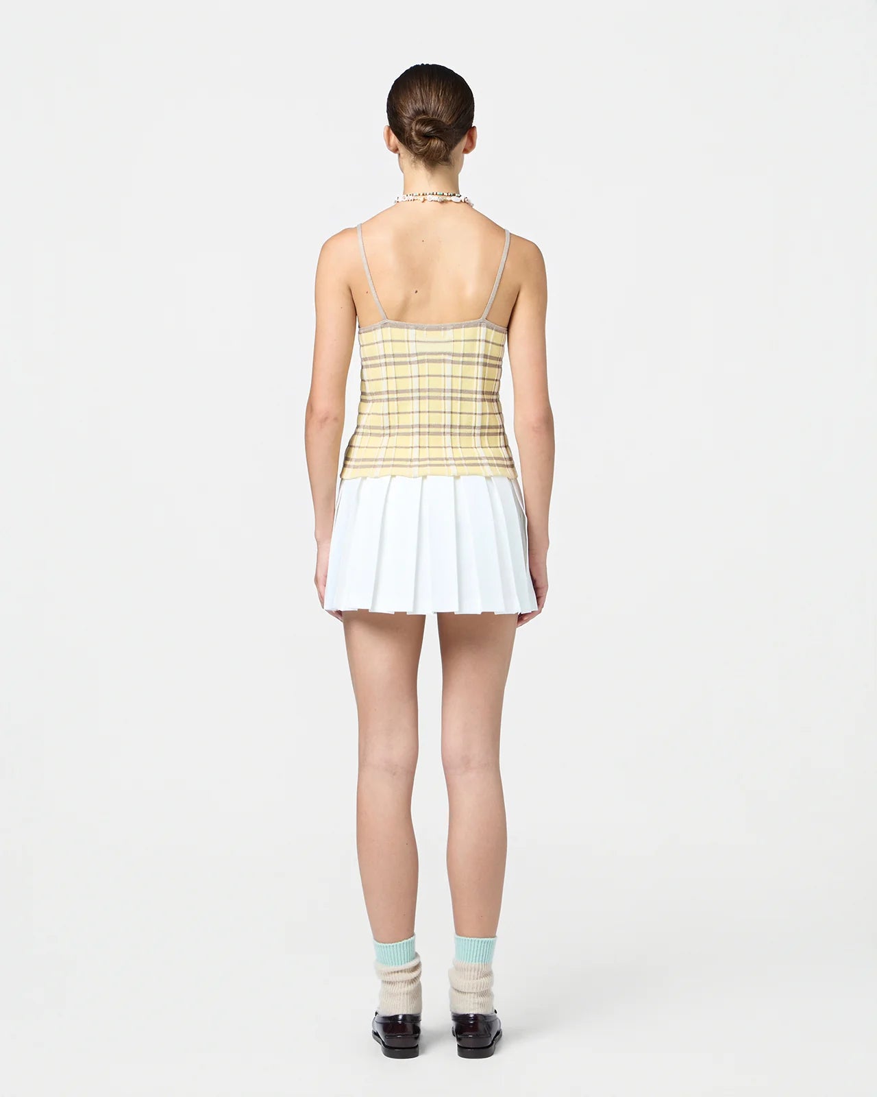 Guest in Residence Plaid Tank Top in Butter Yellow