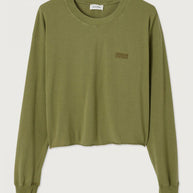 american vintage - american vintage pymaz tshirt womens - pym02bh24 - cropped long sleeve green tee 