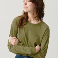 american vintage - american vintage pymaz tshirt womens - pym02bh24 - cropped long sleeve green tee 