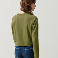 american vintage - american vintage pymaz tshirt womens - pym02bh24 - cropped long sleeve green tee 