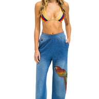 Aviator Nation Parrot Wide Leg Pocket Sweatpants Faded Water