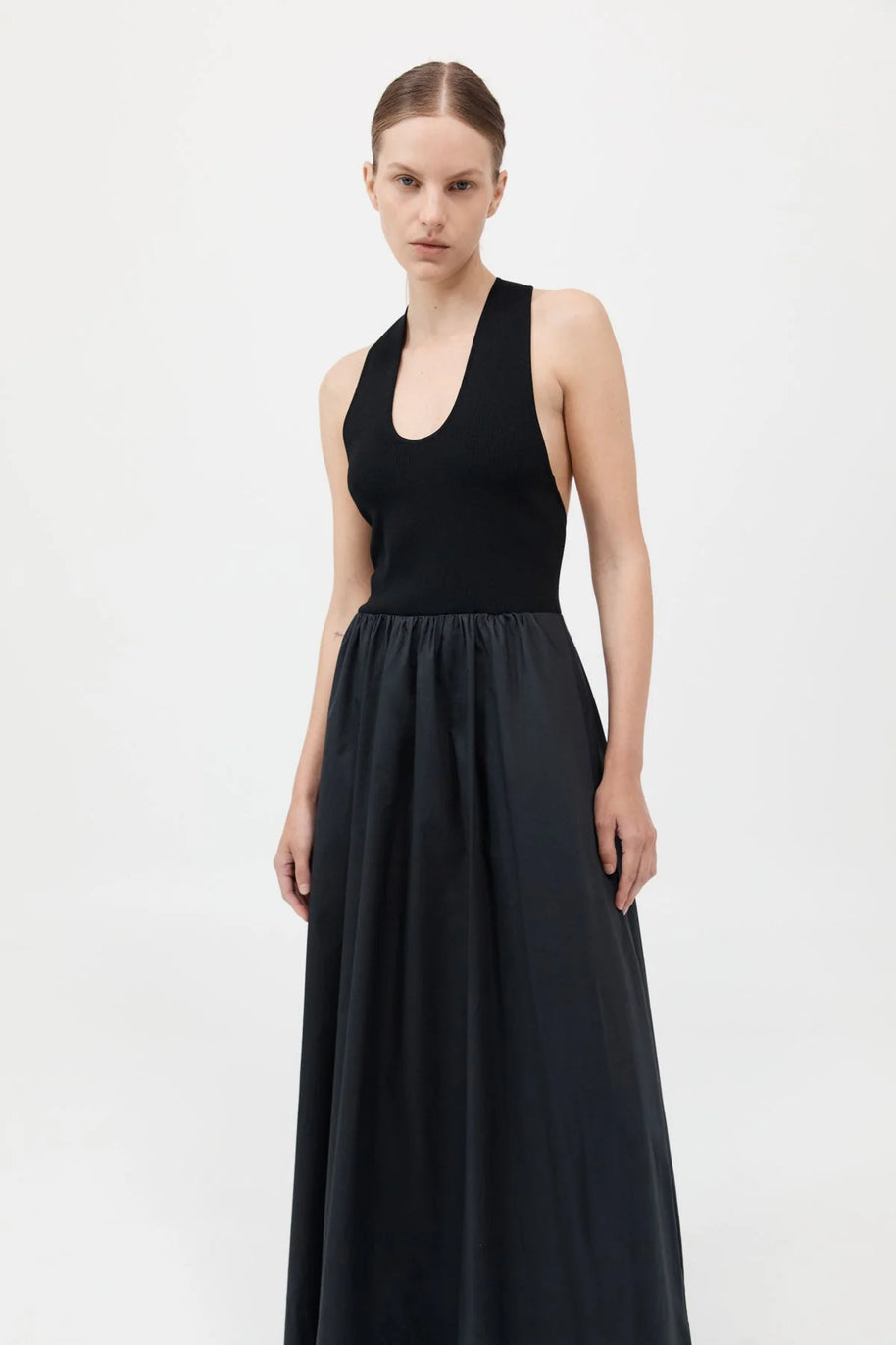 St. Agni Plunge Neck Dress Black