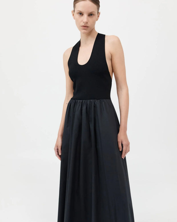 St. Agni Plunge Neck Dress Black
