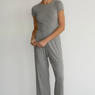 Donni Pointelle Baby Tee Heather Grey