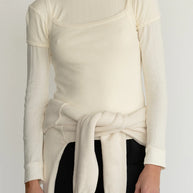 Donni Pointelle Square Neck Tank Creme