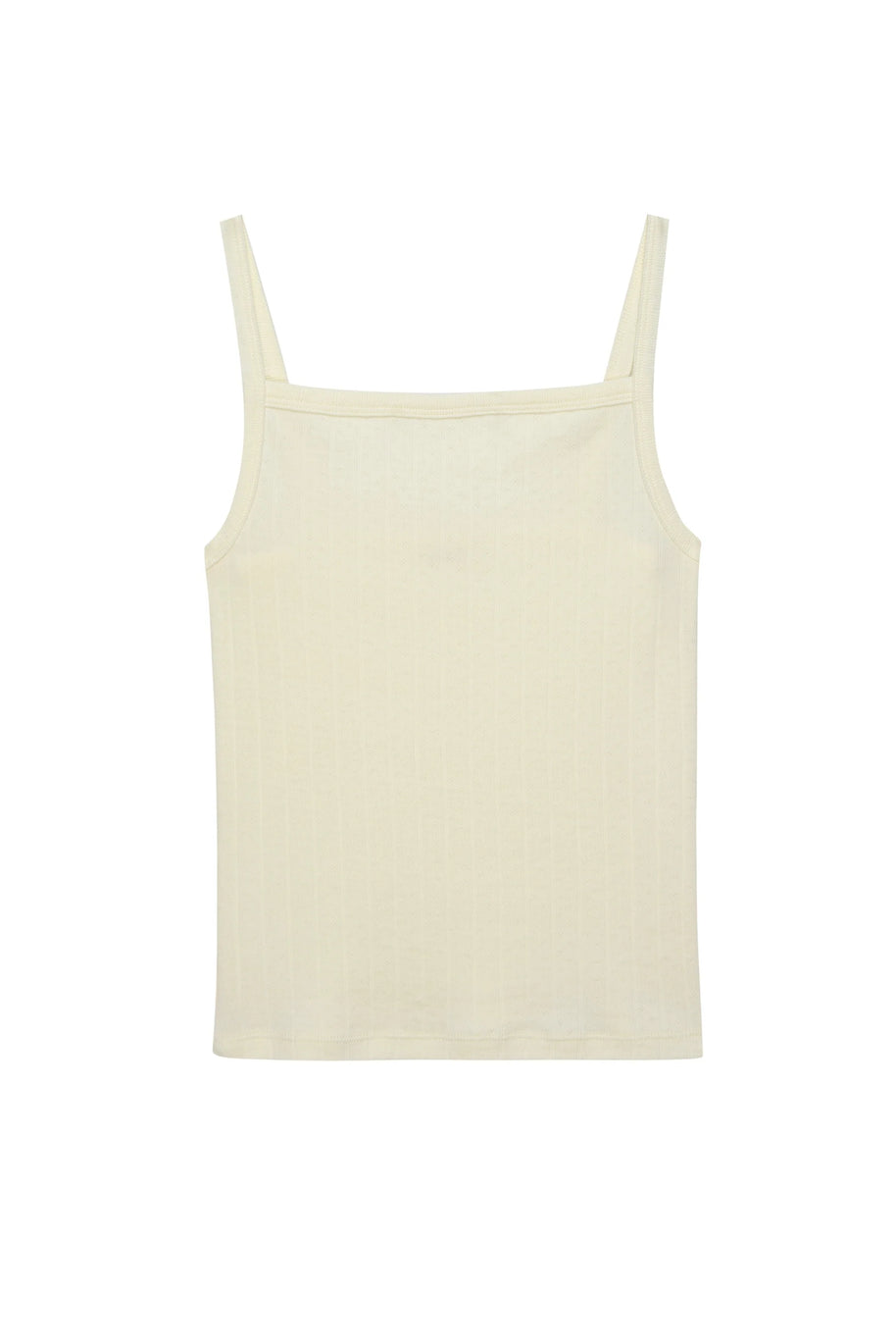 Donni Pointelle Square Neck Tank Creme