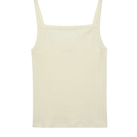 Donni Pointelle Square Neck Tank Creme