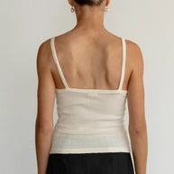Donni Pointelle Square Neck Tank Creme