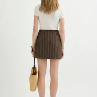 Alice Skirt | Chocolate Cream Pinstripe