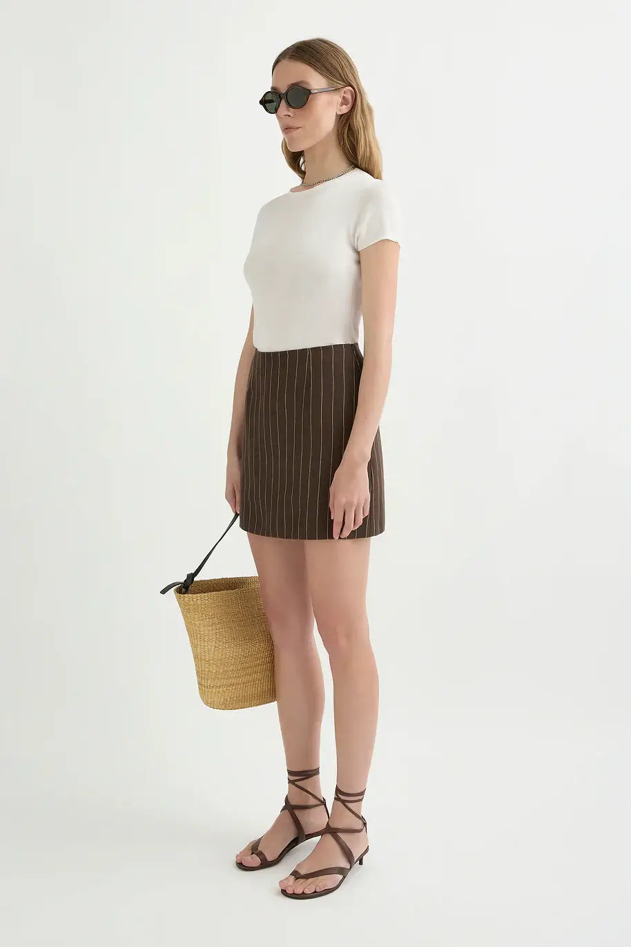 Alice Skirt | Chocolate Cream Pinstripe