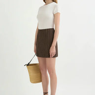Alice Skirt | Chocolate Cream Pinstripe