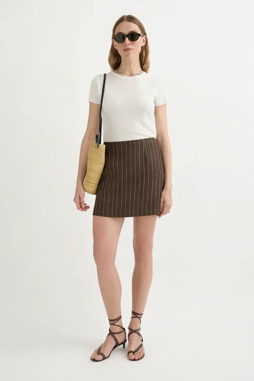 Alice Skirt | Chocolate Cream Pinstripe