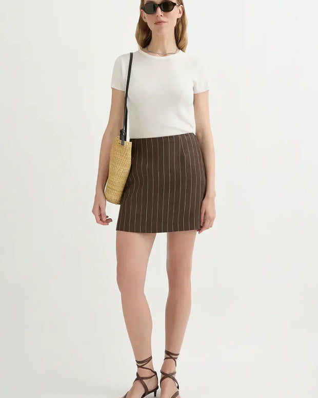 Alice Skirt | Chocolate Cream Pinstripe
