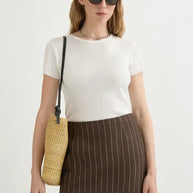 Alice Skirt | Chocolate Cream Pinstripe