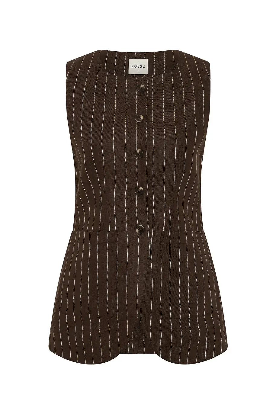 Emma Vest | Chocolate Cream Pinstripe