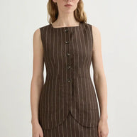 Emma Vest | Chocolate Cream Pinstripe