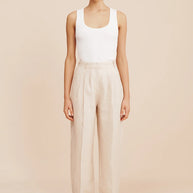 Posse Lucille Trouser in Beige Pinstripe