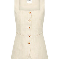 Posse Lucille Gilet in Beige Pinstripe 
