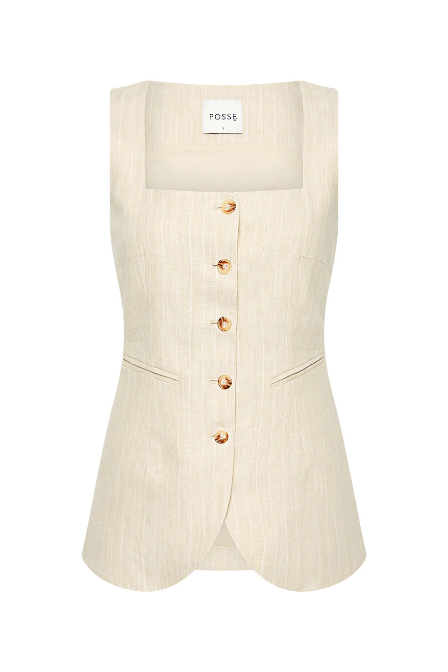 Posse Lucille Gilet in Beige Pinstripe 