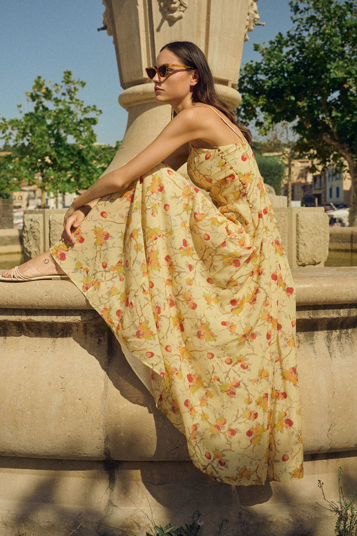Posse Paloma Maxi Dress in Citrus Floral Spring Dress