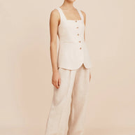 Posse Lucille Gilet in Beige Pinstripe 