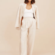 Posse Lucille Trouser in Beige Pinstripe