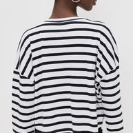 Cropped Long Sleeve Tee Stripe | White Thin Stripe