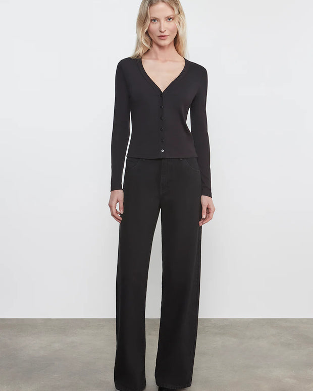 Supima Cotton New Classic V-Neck Cardigan | Gunmetal