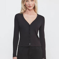 Supima Cotton New Classic V-Neck Cardigan | Gunmetal