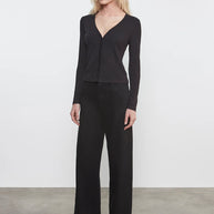 Supima Cotton New Classic V-Neck Cardigan | Gunmetal