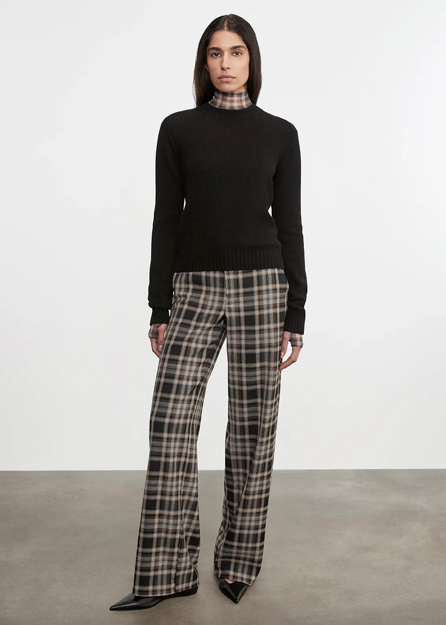 Plaid Mesh L/S Turtleneck