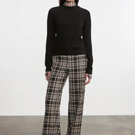 Plaid Mesh L/S Turtleneck