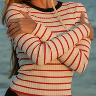 Solid & Striped Dora Top Apple Red Stripe Long Sleeve Top 