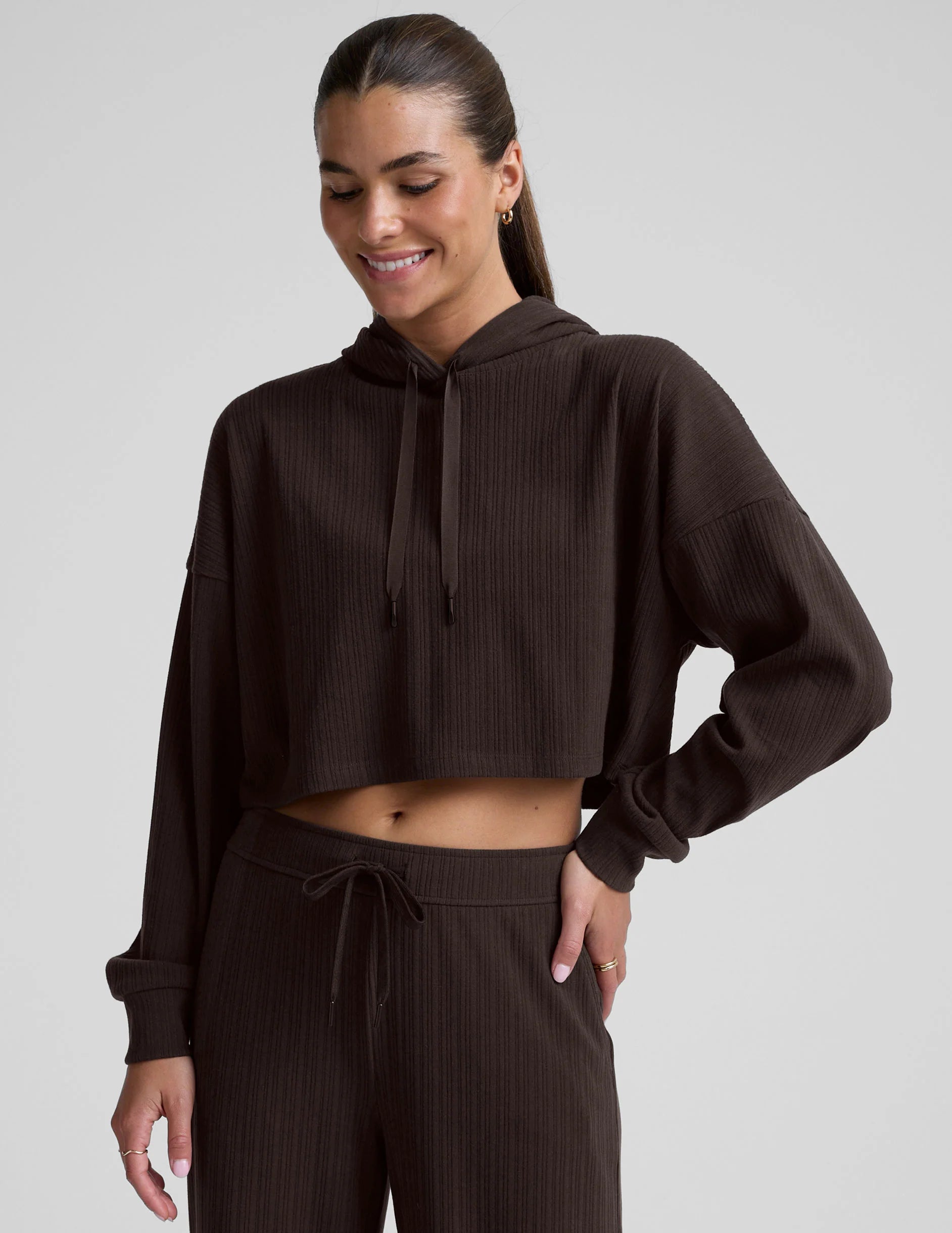 Breathe Easy Ribbed Cropped Hoodie
