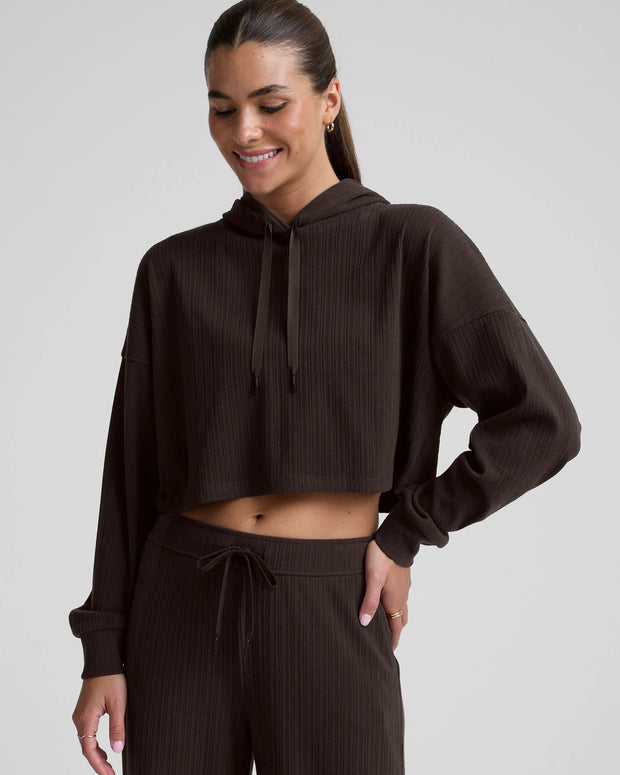 Breathe Easy Ribbed Cropped Hoodie