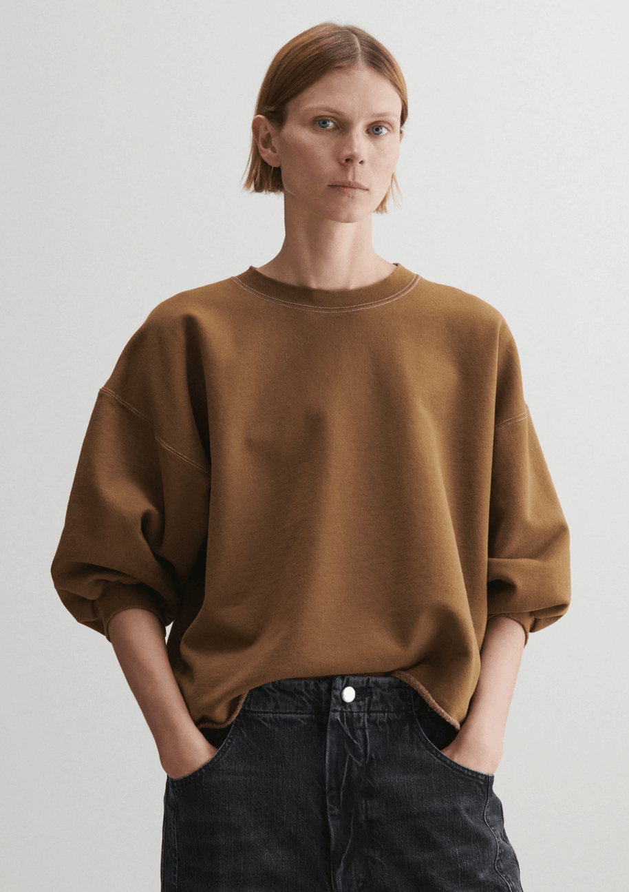 Rachel Comey Fond Sweatshirt in Bronze, Shop Travel Sweatshirt, Chic designer lounge apparel 