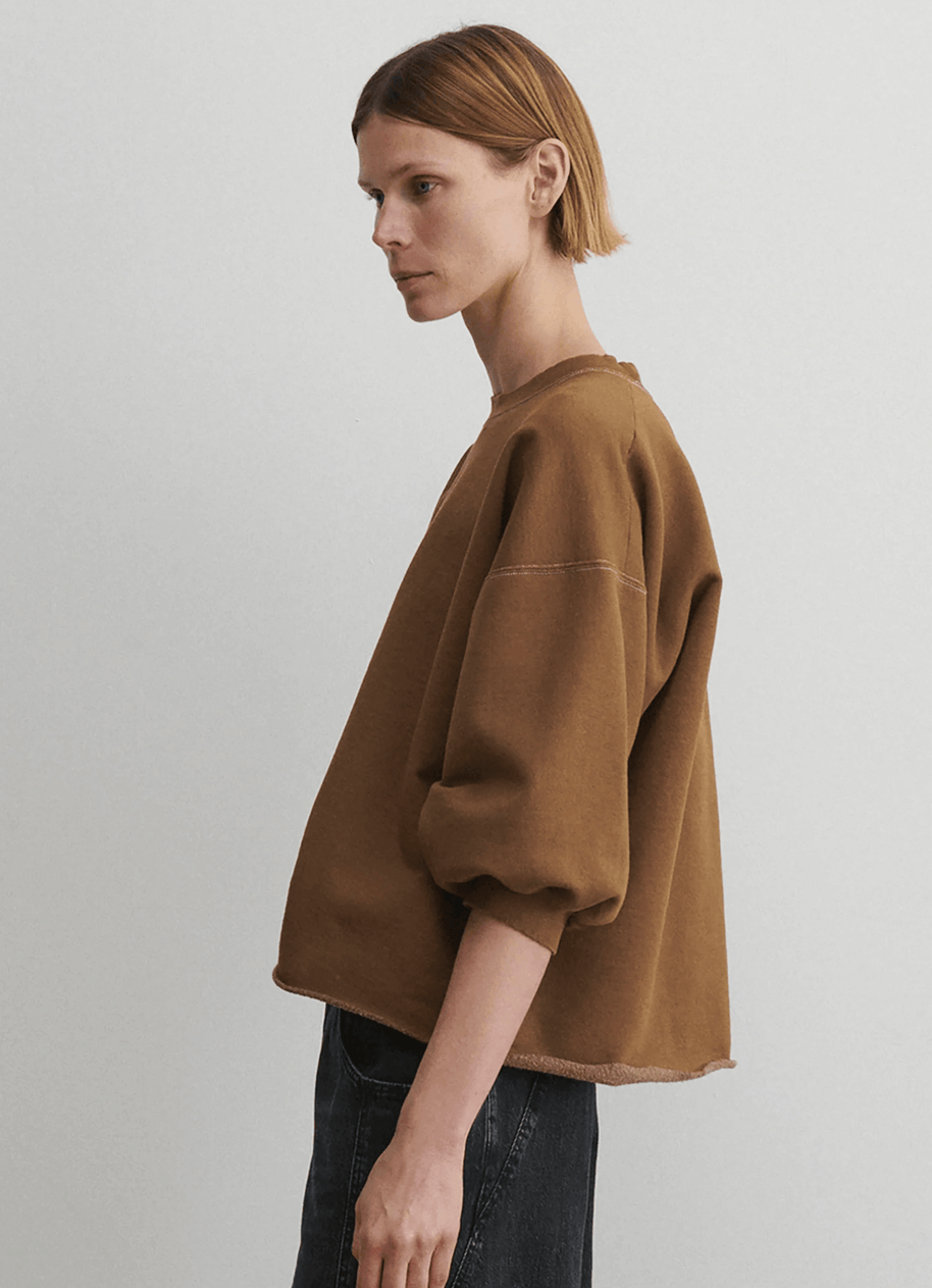 Rachel Comey Fond Sweatshirt in Bronze, Shop Travel Sweatshirt, Chic designer lounge apparel 