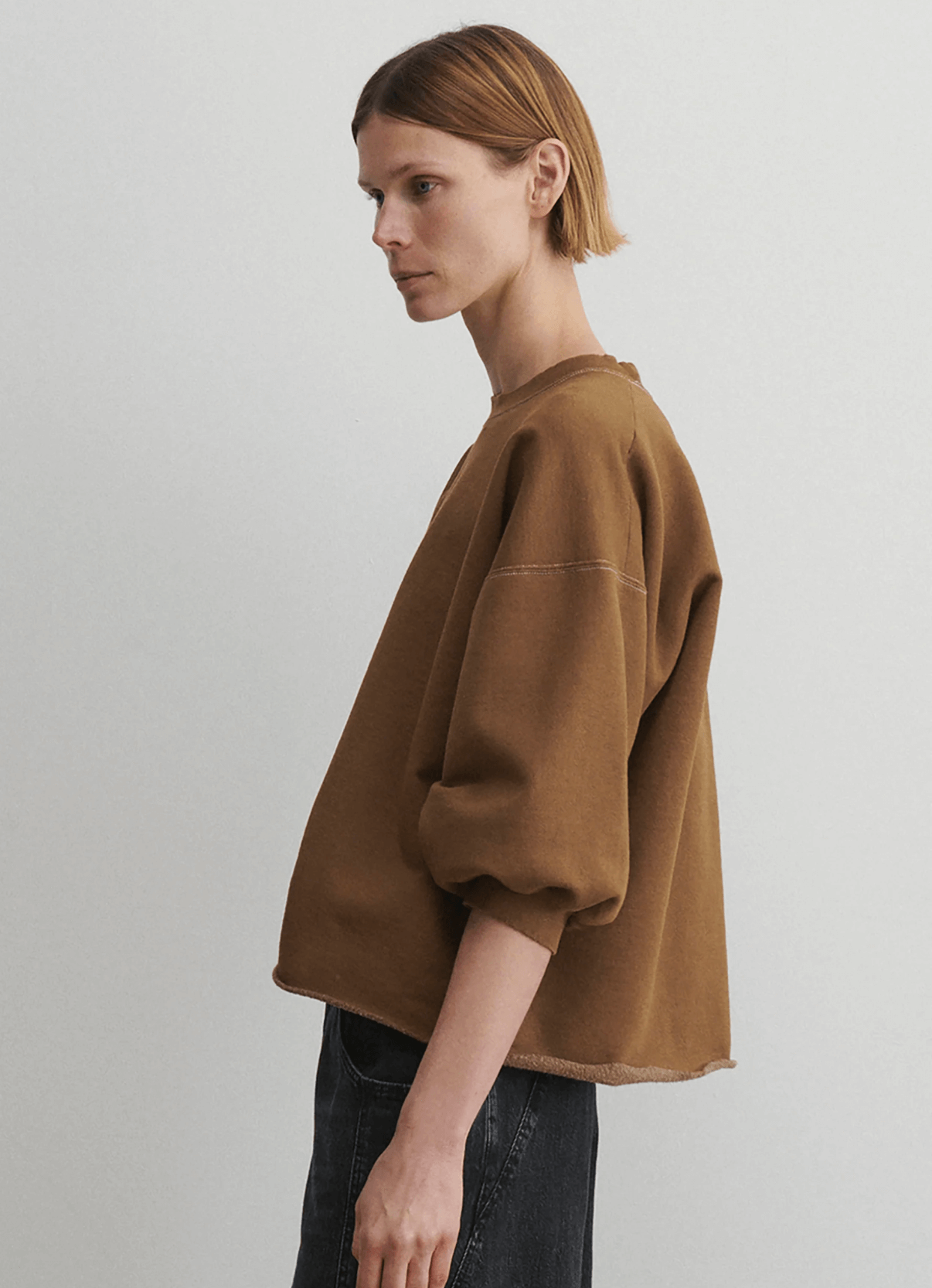 Rachel Comey Fond Sweatshirt in Bronze, Shop Travel Sweatshirt, Chic designer lounge apparel 