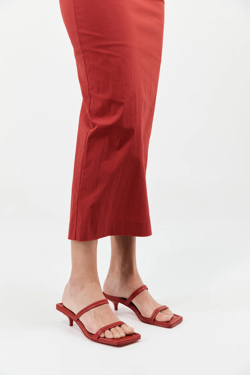 St. Agni Fine Strap Kitten Heel Red