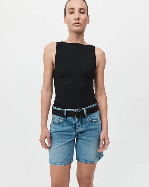 St. Agni Rib Bateau Cut Out Top in Black