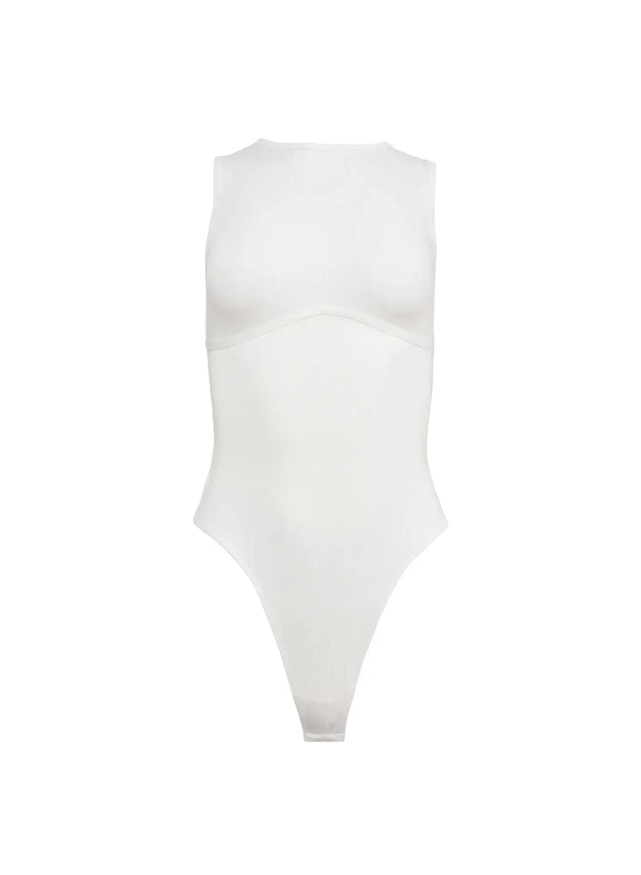 Fleur du Mal Hourglass Rib Bodysuit in Ivory 