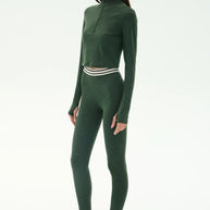 Splits59 Bailey High Waister Active Rib Legging in Heather Military Green 