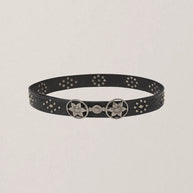 Maison Hotel Rodolfo Belt Black Belt Silver Buckle Western Style Belt 