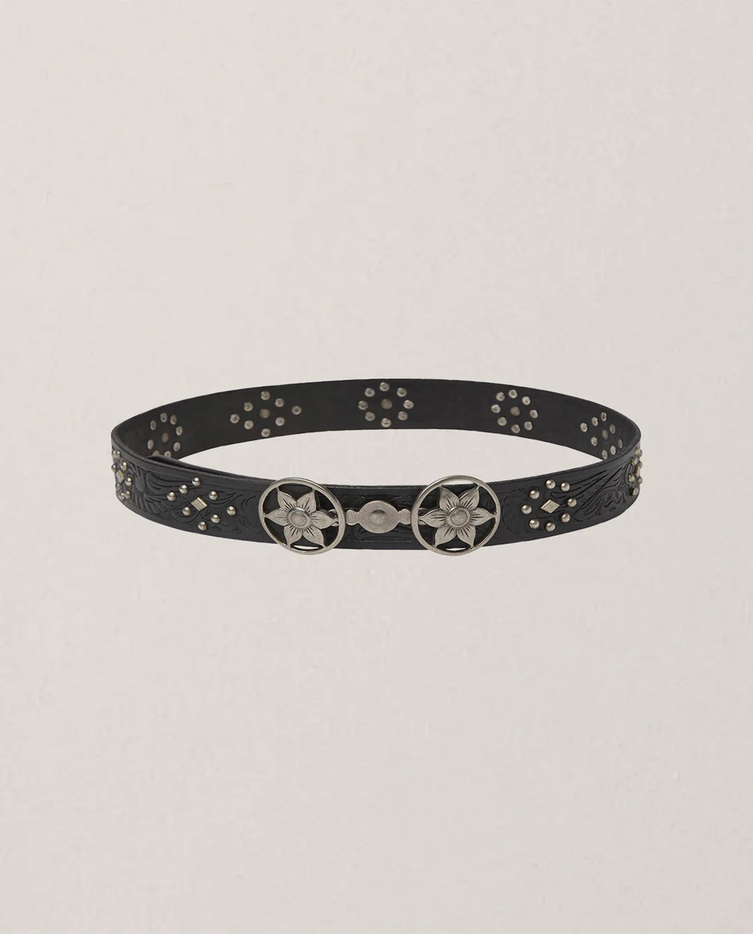 Maison Hotel Rodolfo Belt Black Belt Silver Buckle Western Style Belt 