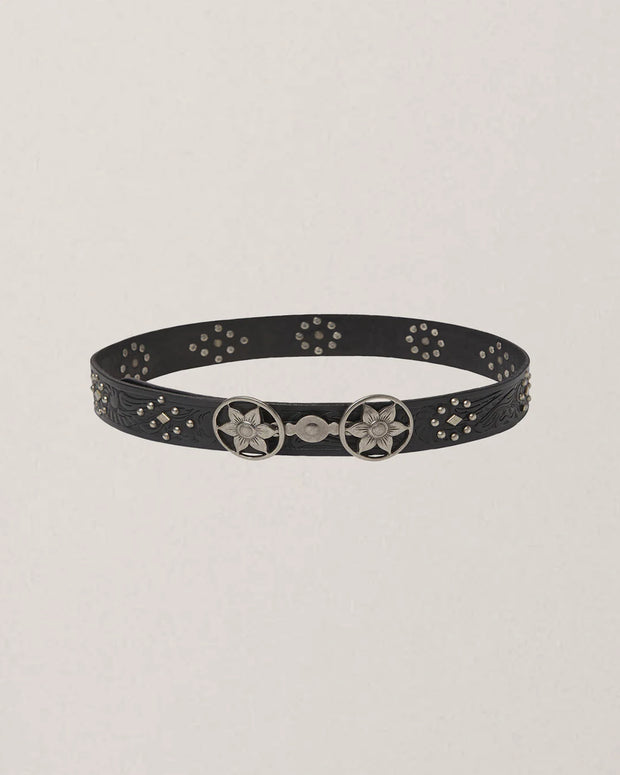 Maison Hotel Rodolfo Belt Black Belt Silver Buckle Western Style Belt 